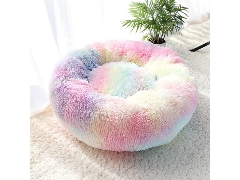Long Plush Cat Bed House Soft Round Cat Bed Winter Pet Dog Cushion Mats For Carousel 1