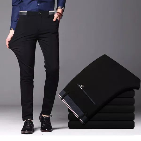 Men's Spring Autumn Business Casual Elastic Straight Formal Trousers 28-40 Carousel 2