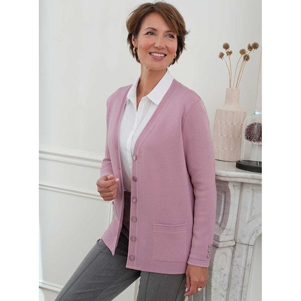 The perfect cardigan for the cardigan lover - size 16 - Merino blend - orchid Carousel 1