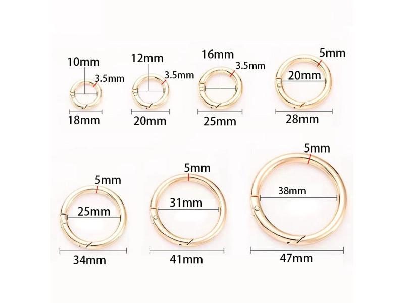 5pcs Round Spring Gate DO Ring Keyring Leather Bag Belt Strap Dog Chain Buckle Carousel 1