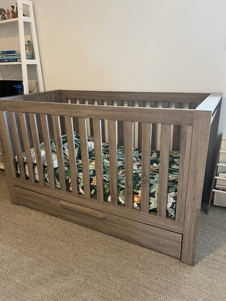 Mamas & Papas Oak Cot/Day/Toddler Bed with Mattress Carousel 1