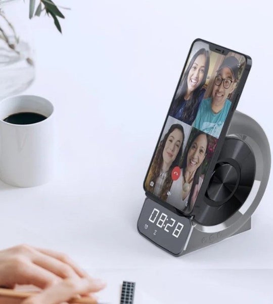 Digital Display 3-in-1 Alarm Clock with Wireless Charging - Grey Carousel 6