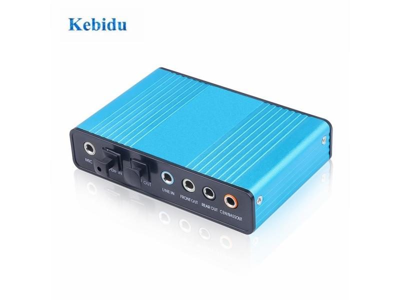 KEBIDU Blue 6 Channel External Sound Card 5.1 Surround Sound USB 2.0 External Carousel 1