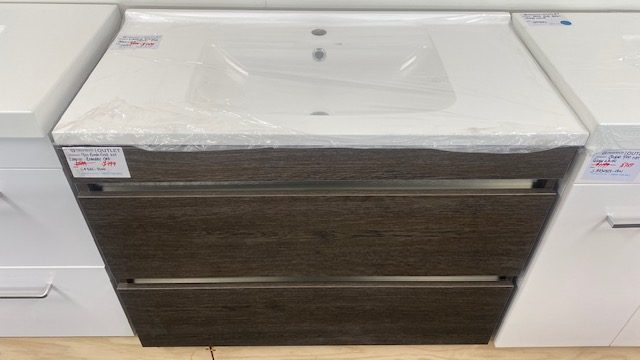 900 BROOKFIELD WALL HUNG 2 DRAWER VANITY IN BORDER OAK WITH CLASICO BASIN Carousel 1