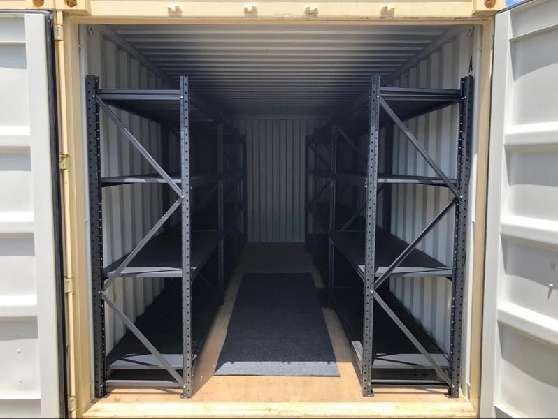 Container Heavy Duty Shelving 10m x 2m x 600mm 200kg per Level BLACK Carousel 1
