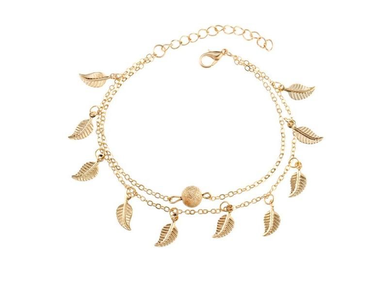 IF ME Fashion Women's Silver Leaf Anklets For Barefoot Sandals As A Gift Carousel 1