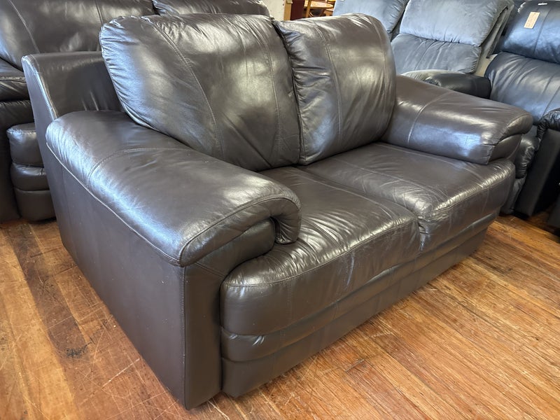 Nice Full leather 3+2 Seater Lounge Suite-Dark Brown Carousel 2