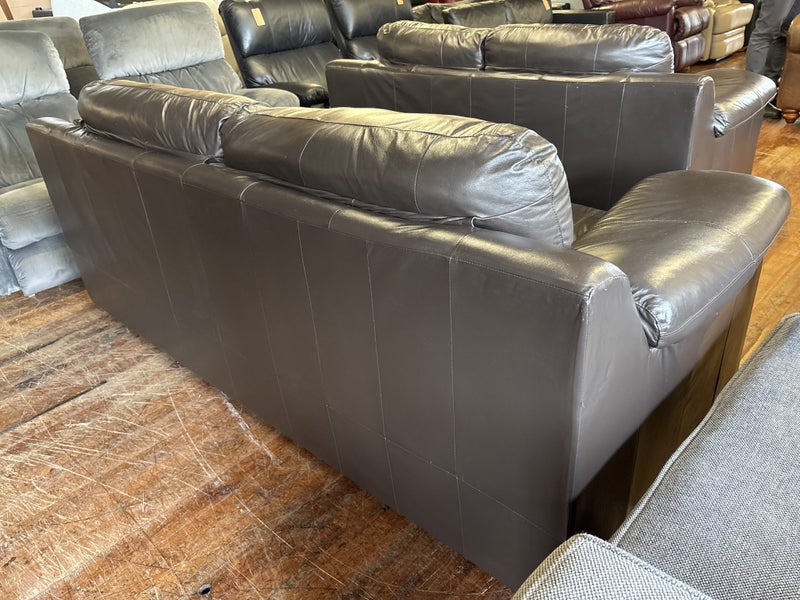Nice Full leather 3+2 Seater Lounge Suite-Dark Brown Carousel 16