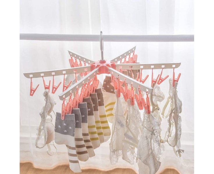 Laundry Drying Rack Clothes Hanger Clothespins Indoor Space Saver Hanging C Carousel 2