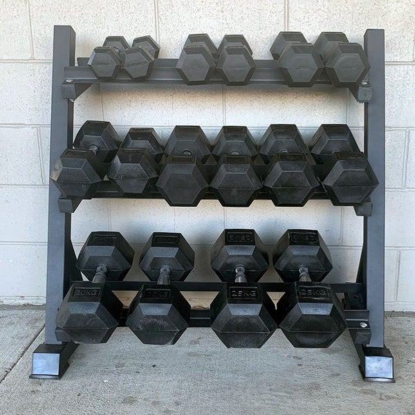 180KG Hex Dumbbells Combo with 3-Tires Rack (8 Pairs 2.5KG-20KG) Brand New62863239340931112