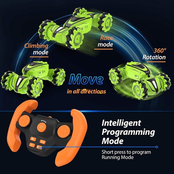 4WD RC Car Transformable with Gesture Controller Ideal Gift for Kids-Green Carousel 8