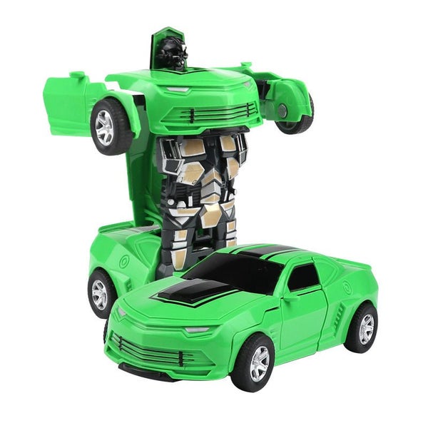 Inertial Pull Back Car Transforming Toy for 2-7 Years Old Birthday Gift-Green Carousel 1