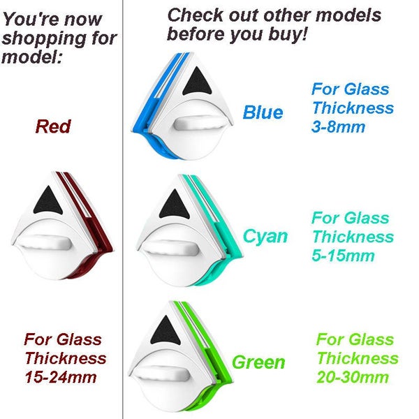 Magnetic Glass Cleaner Double Side for Outside Window 15-24mm-Red Carousel 6