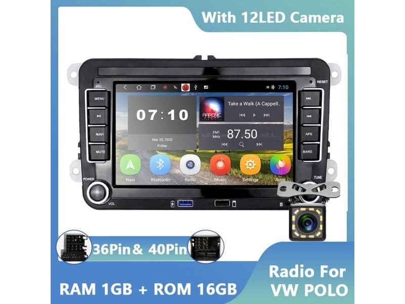 Podofo 2din 7" VW Android Car Radio Multimedia Player GPS Navigation Bluetooth Carousel 1