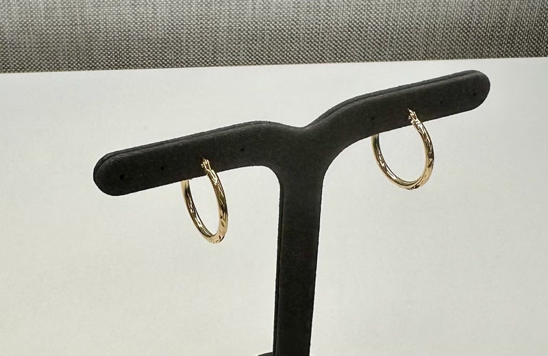 9ct Gold 15mm ID Diamond Cut Hoop Earrings 2x15mm (Safe) Carousel 2