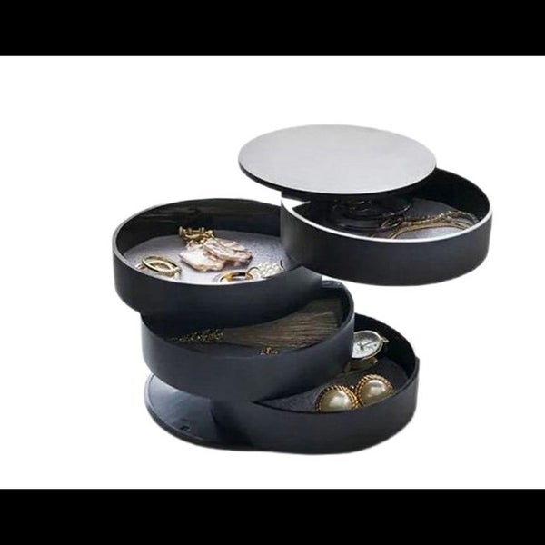 Jewelry Storage Box Simple Modern Rotating Multi-layer Jewelry Finishing Ra Carousel 1