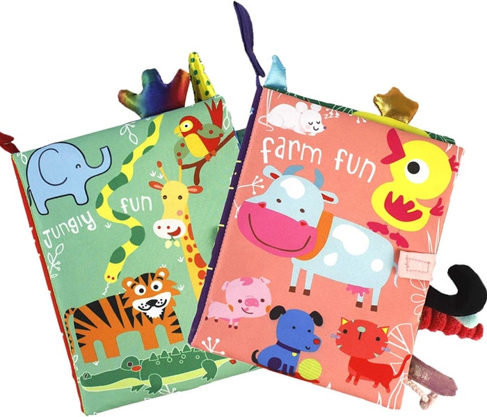 Jungle and Farm Tail Baby Early Education Toy, Activity Crinkle Cloth Book Carousel 1