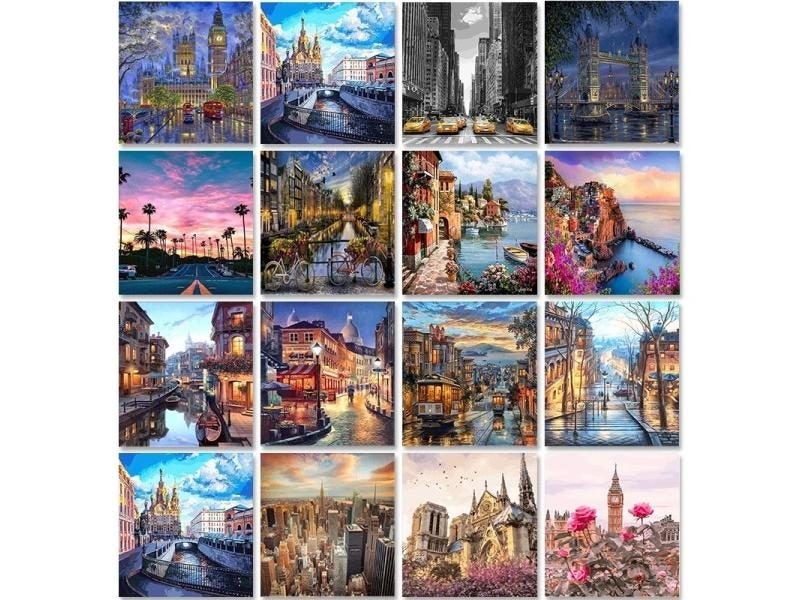 City Landscape Painting By Numbers For Adults DIY Kits HandPainted On Canvas Carousel 2