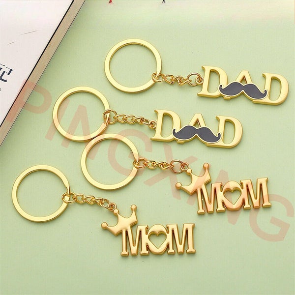 Mom Dad Keychain Mother's Day Father's Day Letter Keyring Pendant Thank You Gift Carousel 1