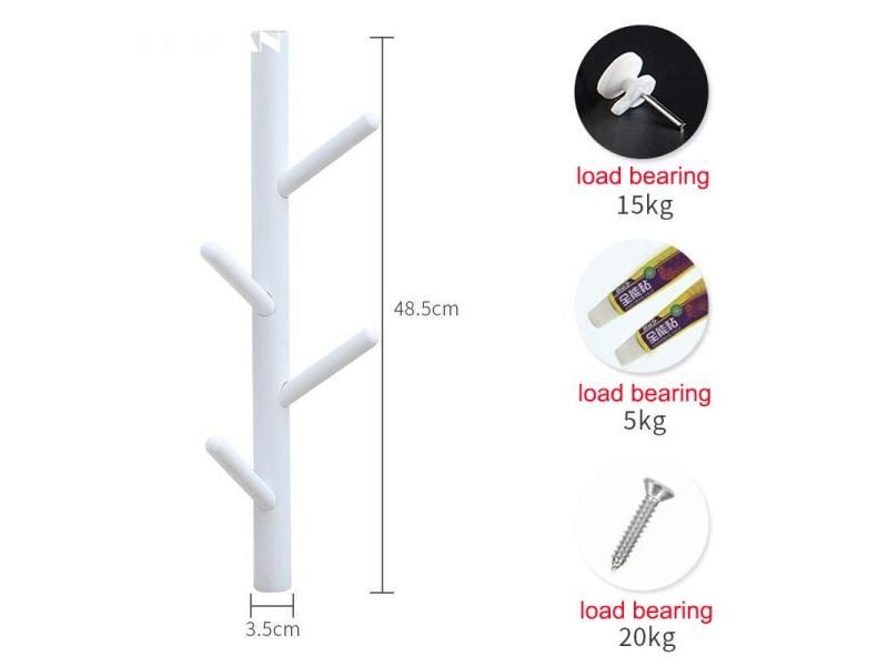 Solid Wood Wall Hook Hanging Coat Rack 4 Hooks Key Shopping Bag Hat Storage Carousel 1