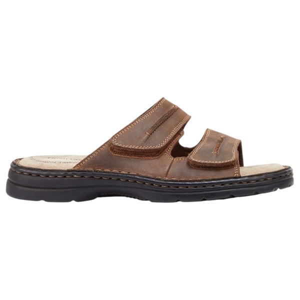 Mens Hush Puppies Slider Brown Sandals Slip On Leather Summer Shoes Carousel 1
