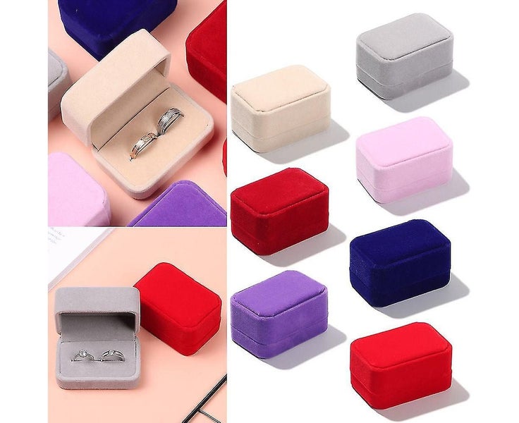 High-quality Velvet Jewelry Case Wedding Couple Double Ring Box Storage Box Carousel 2