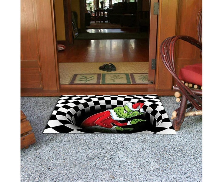Illusion 3D Visual Illusion Halloween Decoration Non-Slip Door Mat Black 16 Carousel 5