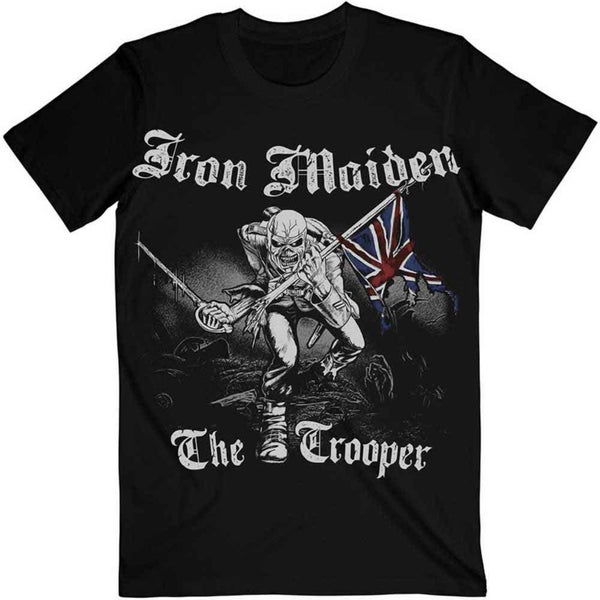 Iron Maiden T Shirt Sketched Trooper Band Logo Official Black Carousel 1