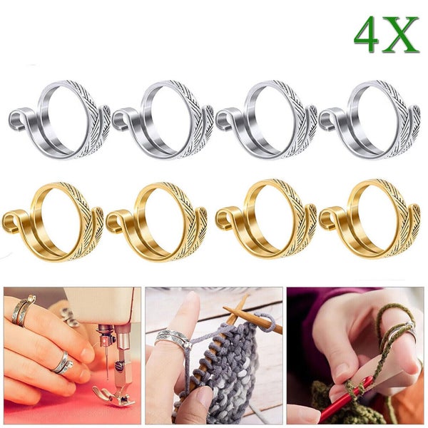 4X Crochet Finger Rings Adjustable Crochet Tension Ring Open Yarn Guide Finger A Carousel 1