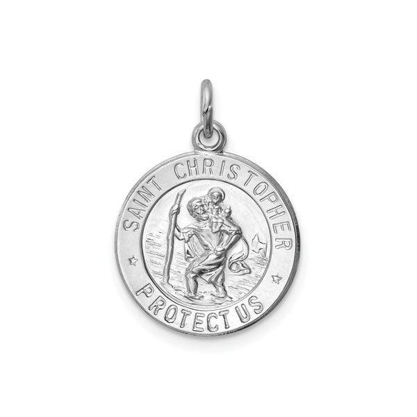 Sterling Silver Rhodium Plated Saint Christopher Medal Pendant, 21x15mm Carousel 1