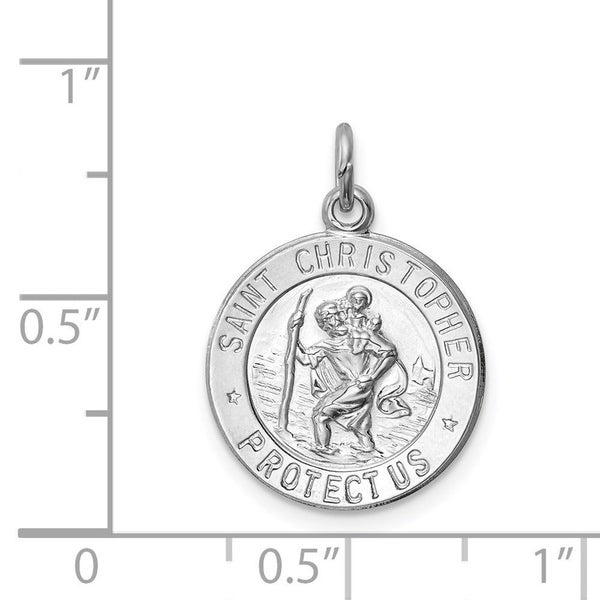 Sterling Silver Rhodium Plated Saint Christopher Medal Pendant, 21x15mm Carousel 3