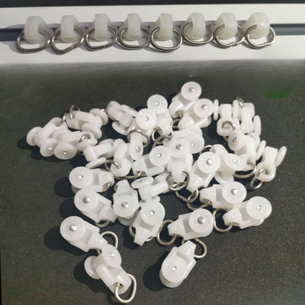 30Pcs White Curtain Track Gliders Twin Wheel Rolling Rail Slider Rollers New Carousel 1