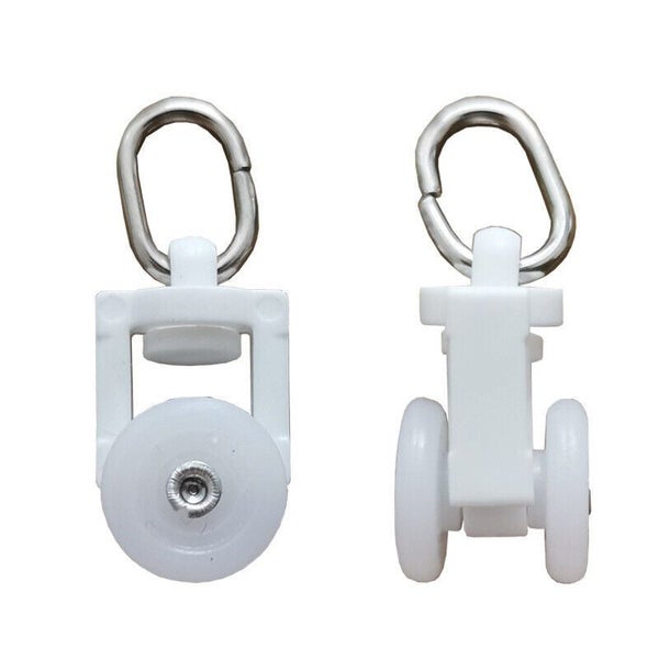 30Pcs White Curtain Track Gliders Twin Wheel Rolling Rail Slider Rollers New Carousel 2