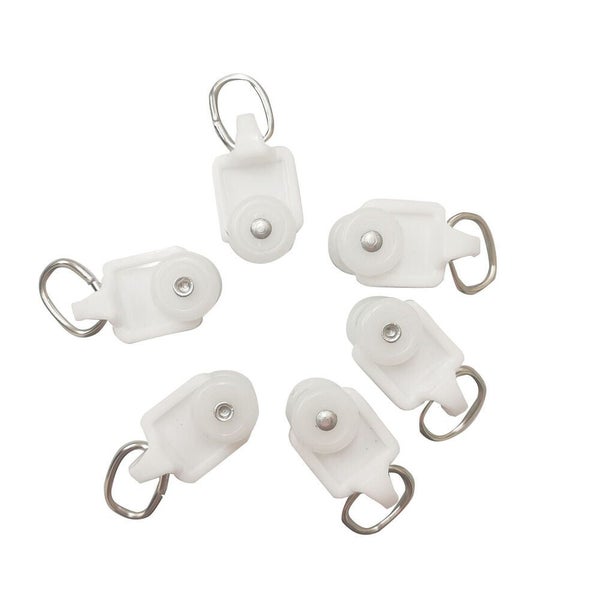 30Pcs White Curtain Track Gliders Twin Wheel Rolling Rail Slider Rollers New Carousel 9