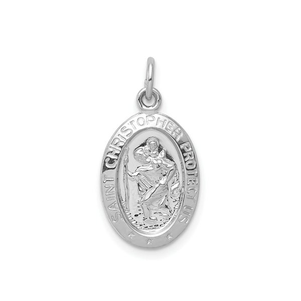 Sterling Silver Rhodium-plated Saint Christopher Pendant, 22x10mm Carousel 1