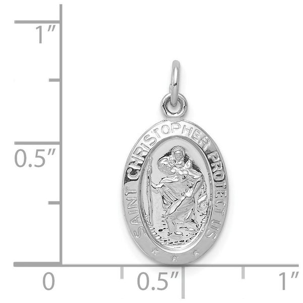 Sterling Silver Rhodium-plated Saint Christopher Pendant, 22x10mm Carousel 3