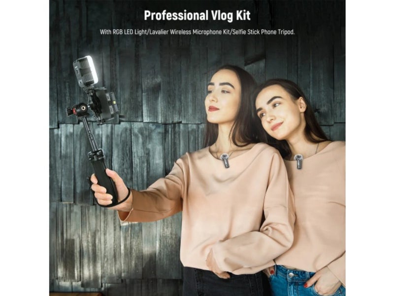 NEEWER Vlogging Kit for Phone with RGB Light/Wireless Mic/Selfie Stick Carousel 2