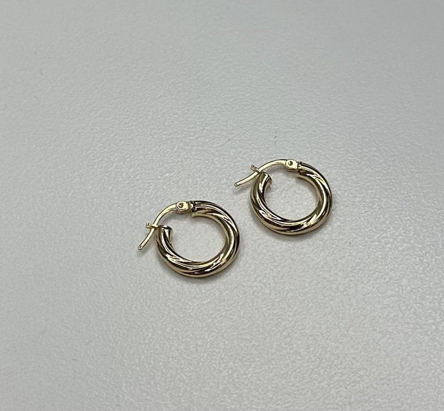 9ct Gold 10mm Twist Tube Hoop Earrings 3x10mm (Safe) Carousel 2