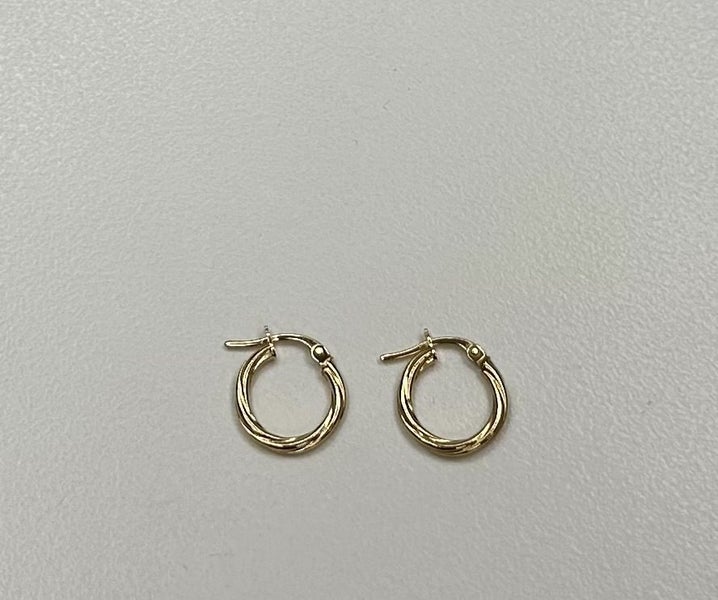 9ct Gold 10mm Twist Tube Hoop Earrings 2x10mm (Safe) Carousel 1