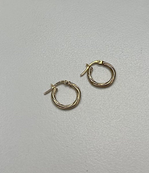 9ct Gold 10mm Twist Tube Hoop Earrings 2x10mm (Safe) Carousel 2