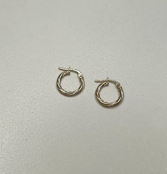 9ct Gold 10mm Twist Tube Hoop Earrings 2x10mm (Safe) Carousel 3