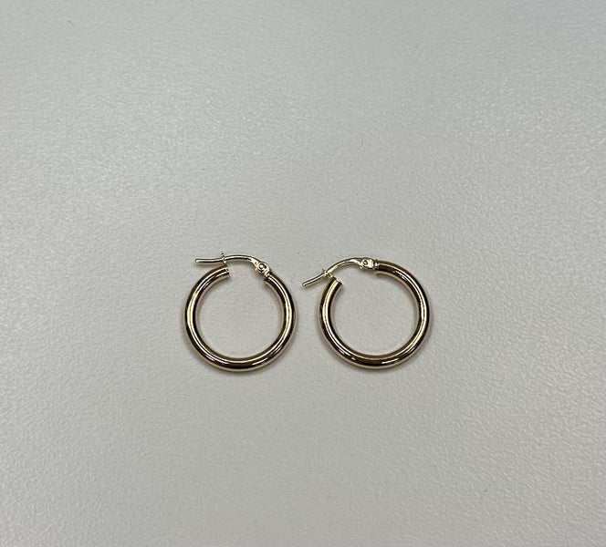 9ct Gold 15mm Plain Tube Hoop Earrings 2.5x15mm (Safe) Carousel 1