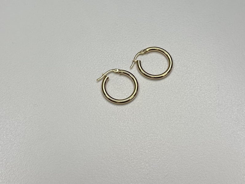 9ct Gold 15mm Plain Tube Hoop Earrings 2.5x15mm (Safe) Carousel 2