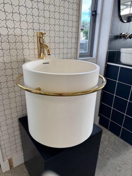 Ex Display Halo Wall Mount Basin with Polished Brass Ring - Collect only Carousel 2