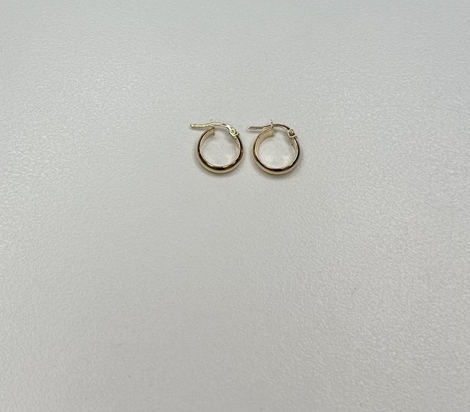 9ct Gold 10mm Half Round Hoop Earrings 3.3x10mm (Safe) Carousel 1