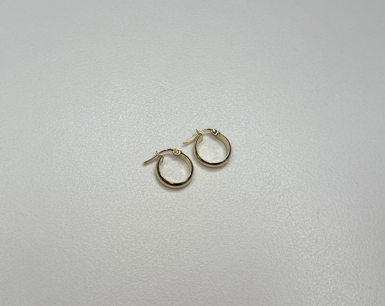 9ct Gold 10mm Half Round Hoop Earrings 3.3x10mm (Safe) Carousel 2