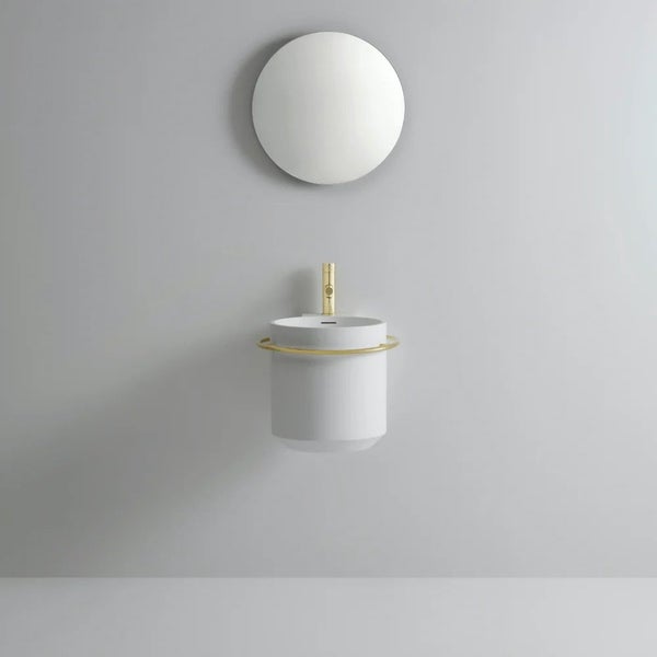 Ex Display Halo Wall Mount Basin with Polished Brass Ring - Collect only Carousel 1