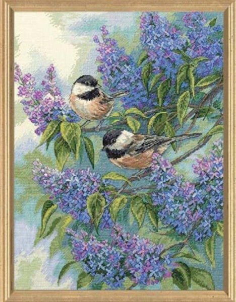 CHICKADEES AND LILACS Dimensions gold collection Carousel 1