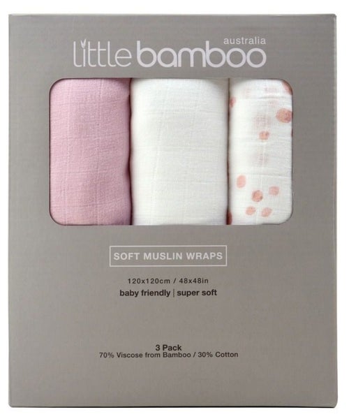 Little Bamboo: Muslin Wrap - Dusty Pink (3pk) Carousel 2