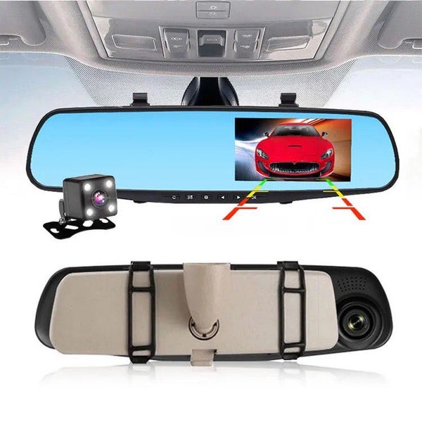 Dash Cam Rear View Mirror + Free Mount Reversing Camera - HD 1080P - 4.5" Colour Carousel 1
